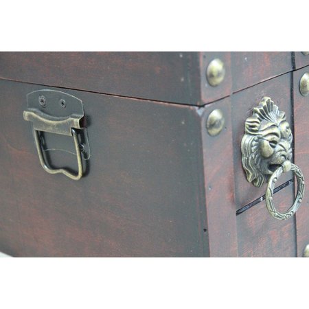 Vintiquewise Antique Wooden Pirate Chest with Lion Rings and Lockable Latch QI003316